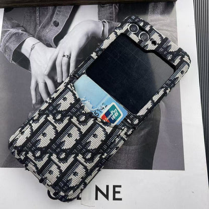 Luxury Canvas Flip Case with Card Slot