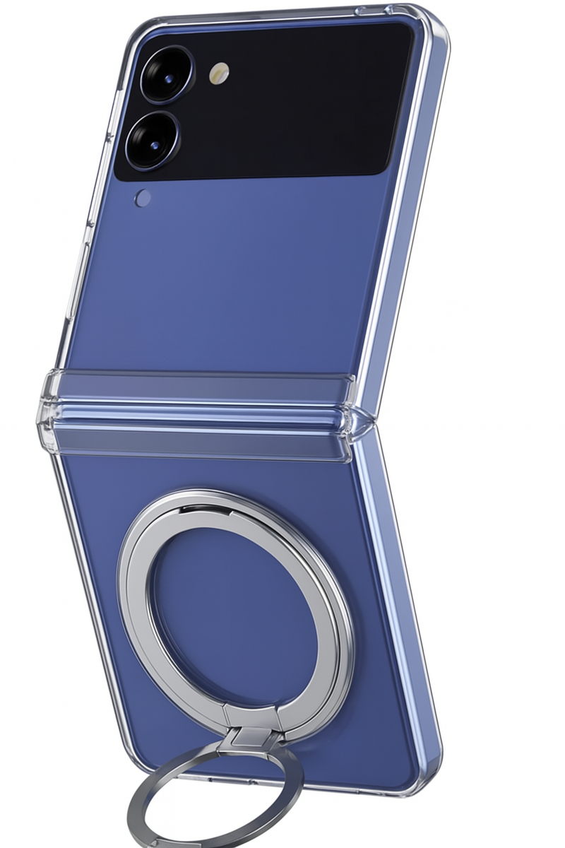 Z Flip 7 Transparent Candy Color Case with Magnetic Rotating Ring & Shockproof Protection